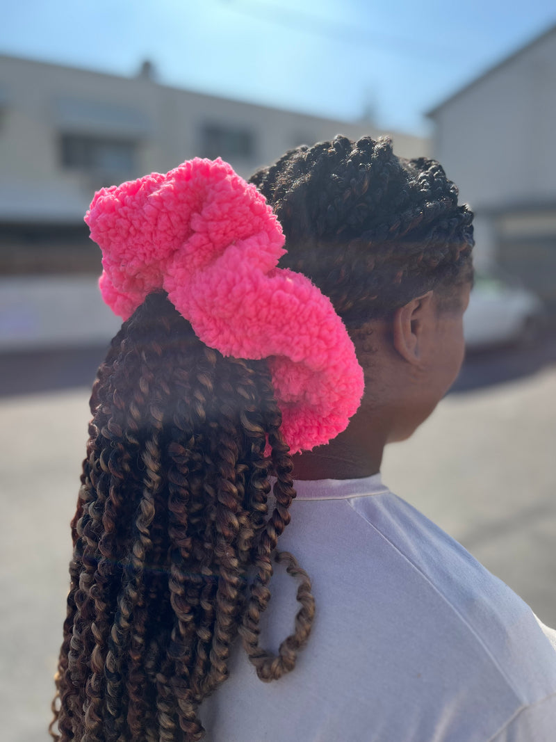 Pink Teddy Bear Adjustable Scrunchie