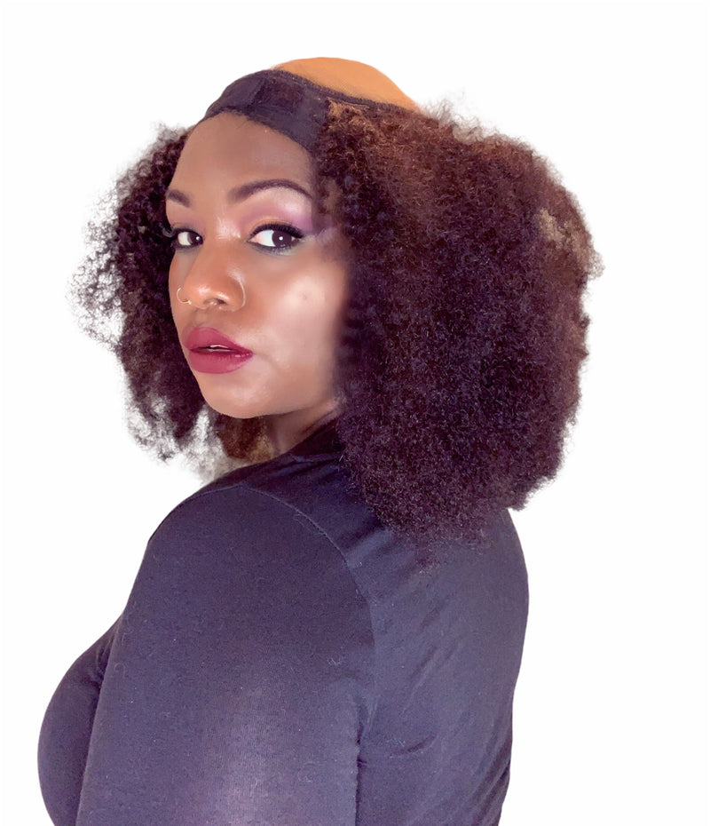 “Foxy Brown” Afro kinky Curly human Insta Hair headband