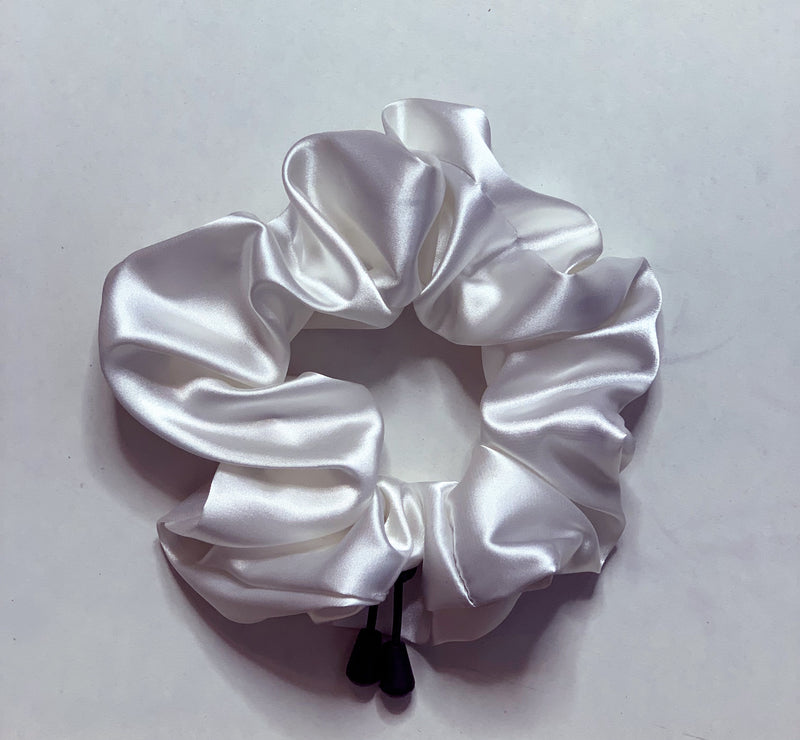 White Satin Adjustable Scrunchie