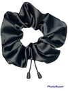 Jumbo Black Satin Adjustable Scrunchie